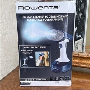 Rowenta Fabric Steamer. Portable Handheld in White and Navy. 1400 watts.